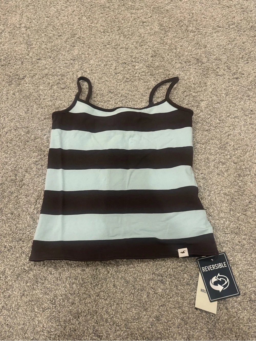 Hollister Striped Reversible Camisole - Black & Light Blue - Picture 1 of 3